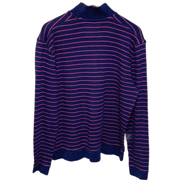 Jos. A Bank 1905 Navy Pink Striped Tailored Fit 1/4 Zip Pullover Sweatshirt Sz L - Picture 3 of 10
